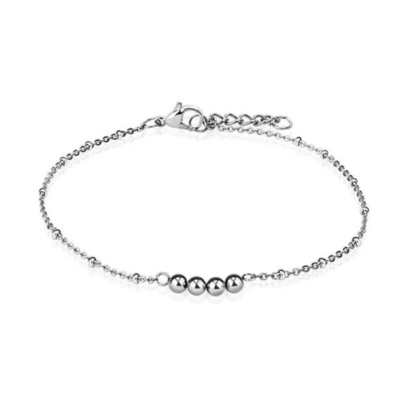 CLASSY STAINLESS STEEL 9"-10" MULTI-BEAD CHAIN ANKLET - Picture 1 of 2